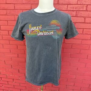 Harley Davidson Jackson Hole Wyoming Graphic Shirt Womens Large‎ Biker Grunge